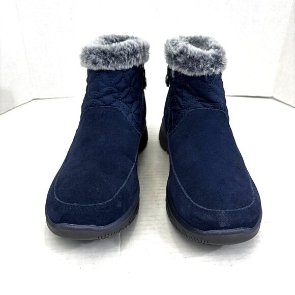 NEW Skechers Martha Stewart Easy Going Bootie Boots Womens 9 Navy Blue Faux Fur - Picture 5 of 8